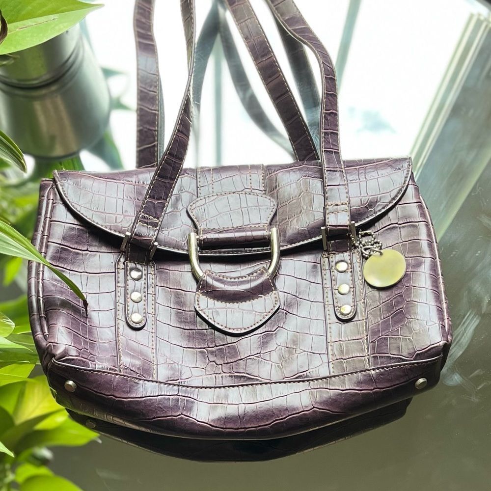 Apostrophe Purple Snakeskin Bag Large Tote Purse Shoulder Bag - Picture 2 of 4